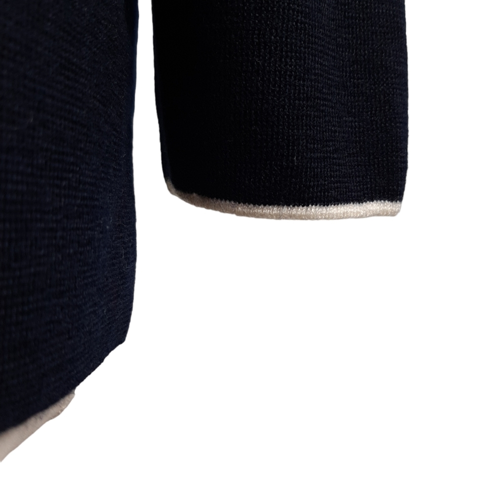 SAINT JAMES Women's Navy Blue 100% Wool Jumper UK Size 12 Contrast Trim Breton - Picture 9 of 15
